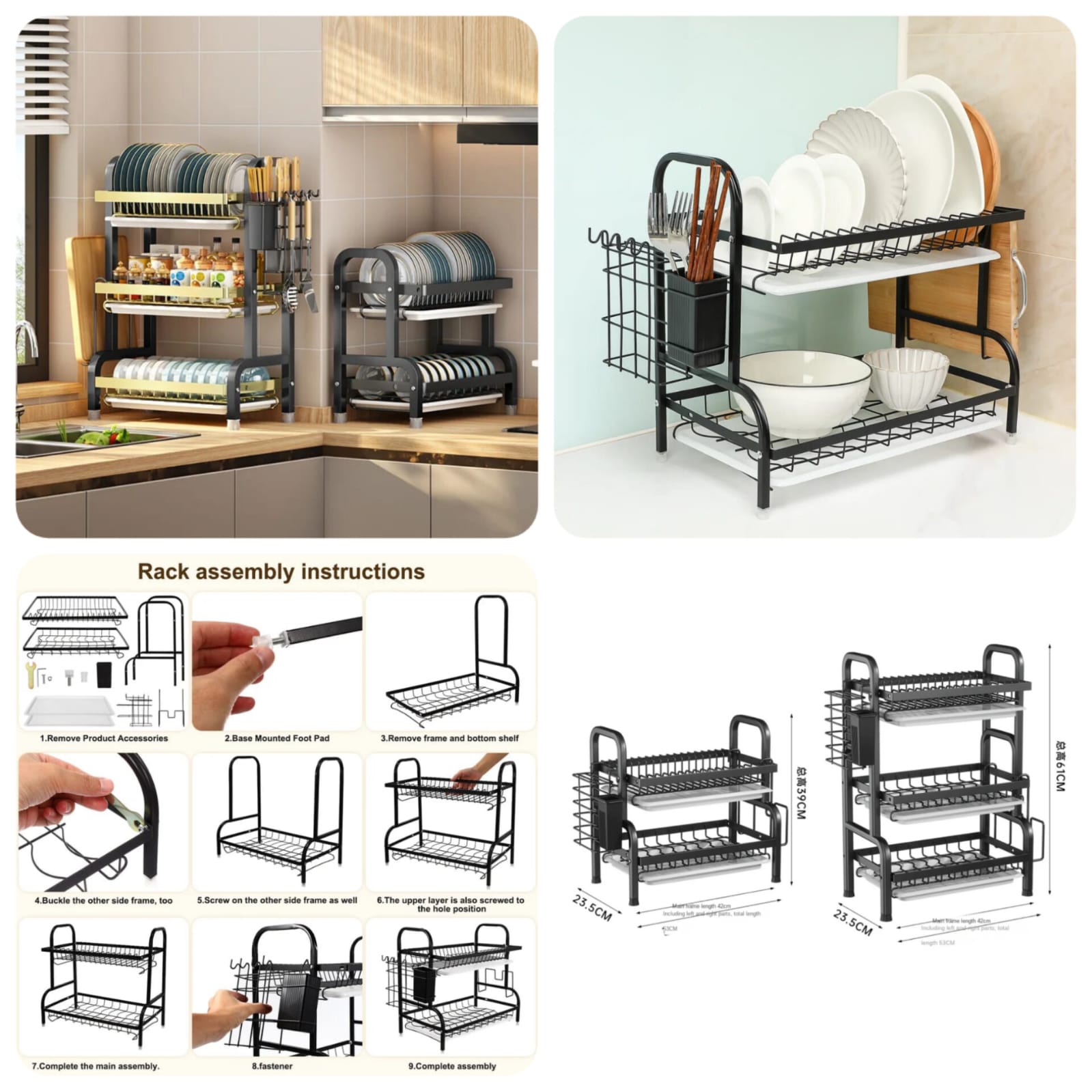 Tier Dish Drainer, Rack Kitchen Plate Cutlery Drying Holder With Drip Tray Glasses Holder, Drying Rack with Tray Chopstick Sink Tier Dish Drainer, Rack Kitchen Plate Cutlery Drying Holder With Drip Tray Glasses Holder, Drying Rack with Tray Chopstick Sink